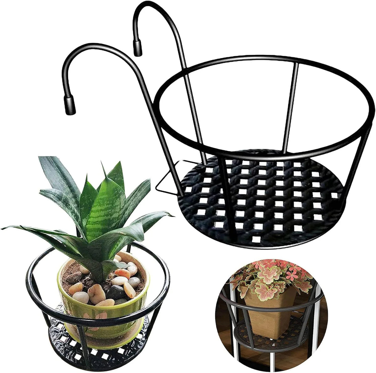 Metallic over the balcony flower pot holder