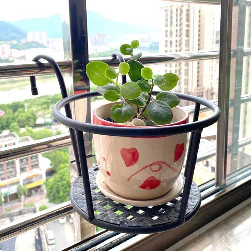 Metallic over the balcony flower pot holder